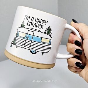 I'm Happy Camper Retro Mug Coffee Cup 18oz Trailer RV Home Is Where You Park It!